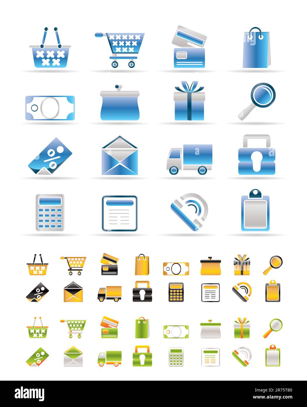 Online shop icons - vector  icon set. 3 Colors included. Stock Vector