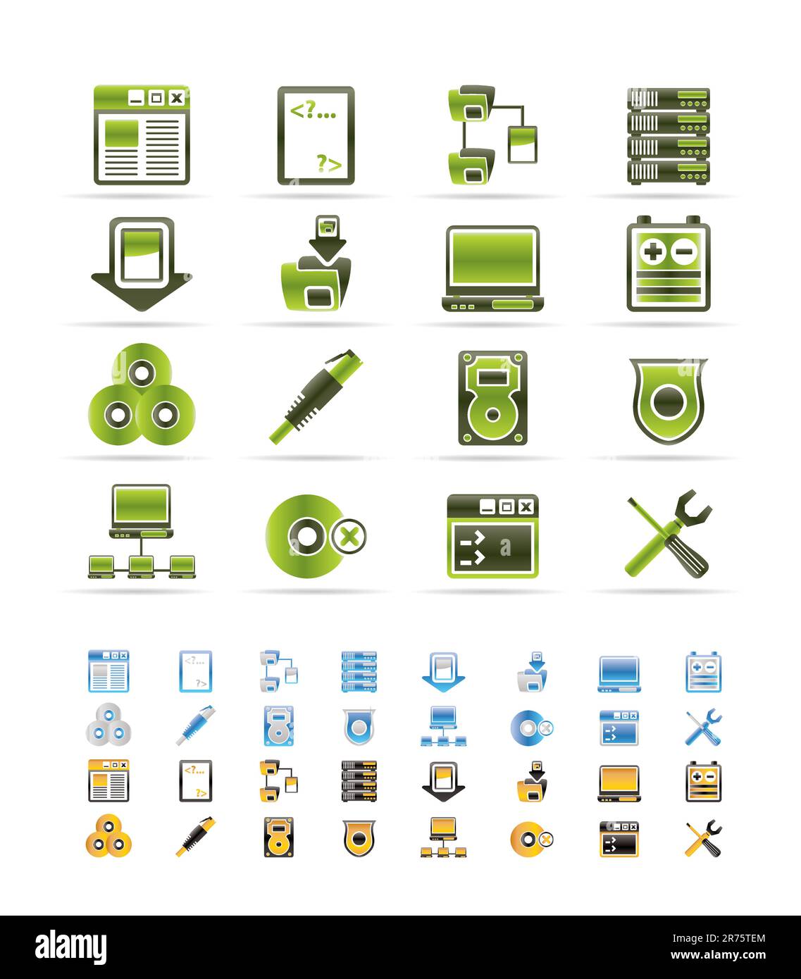 Server Side Computer icons - Vector Icon Set  - 3 colors included Stock Vector