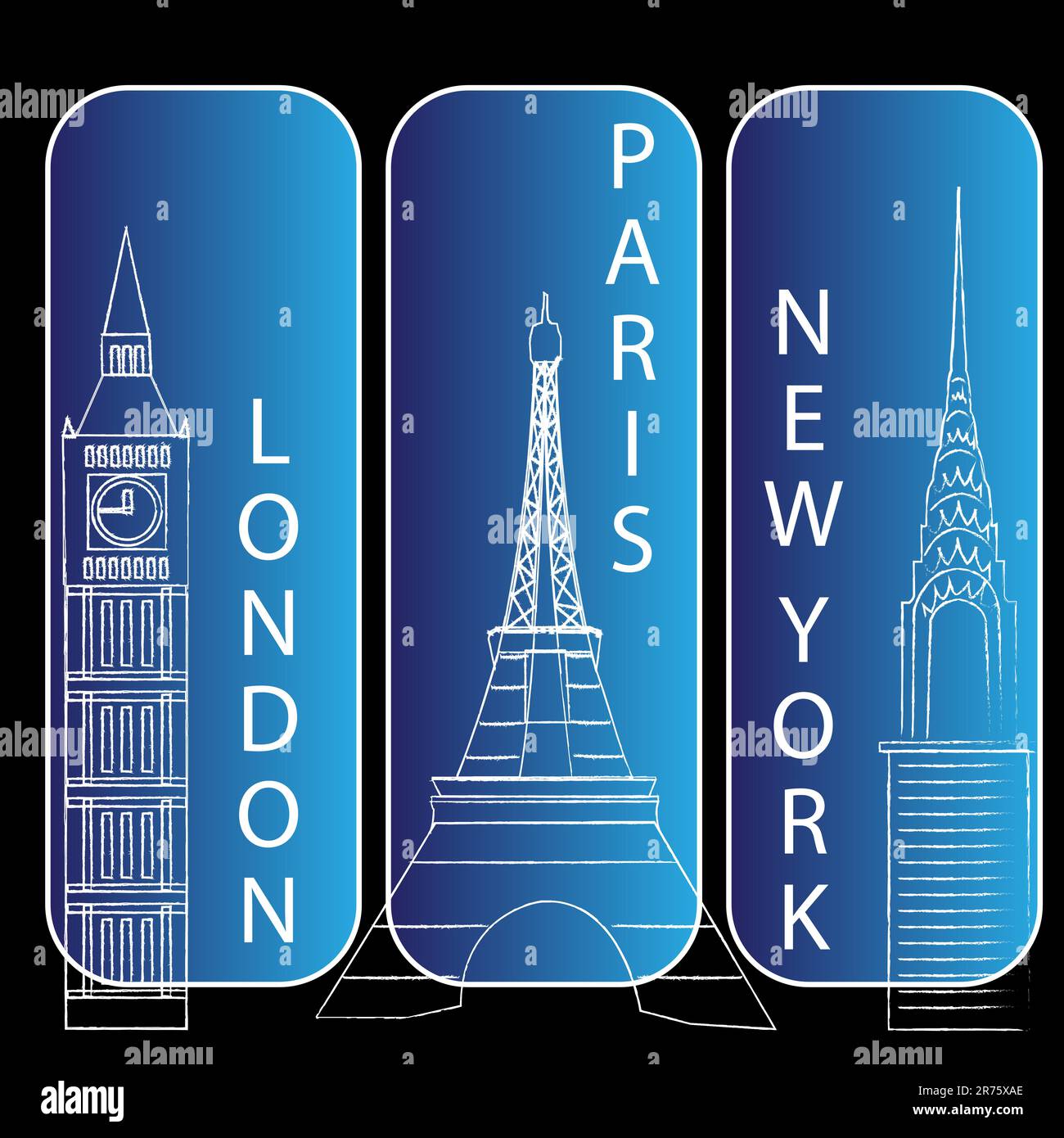illustration of london newyork paris Stock Vector