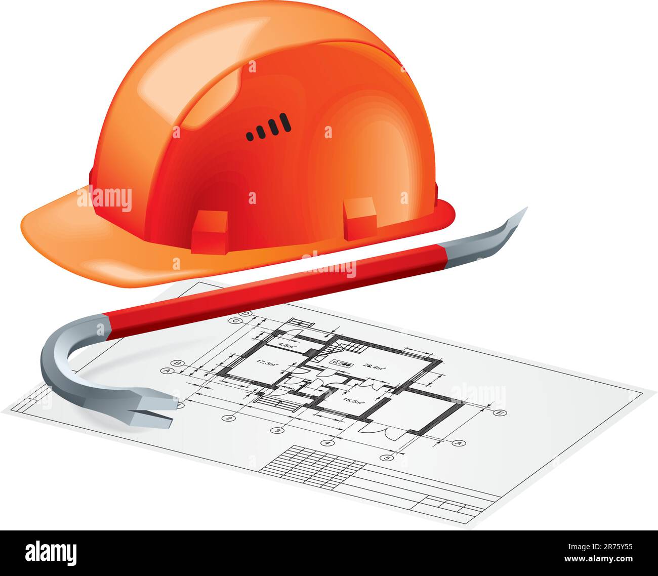 hard-hat-and-construction-plan-vector-stock-vector-image-art-alamy