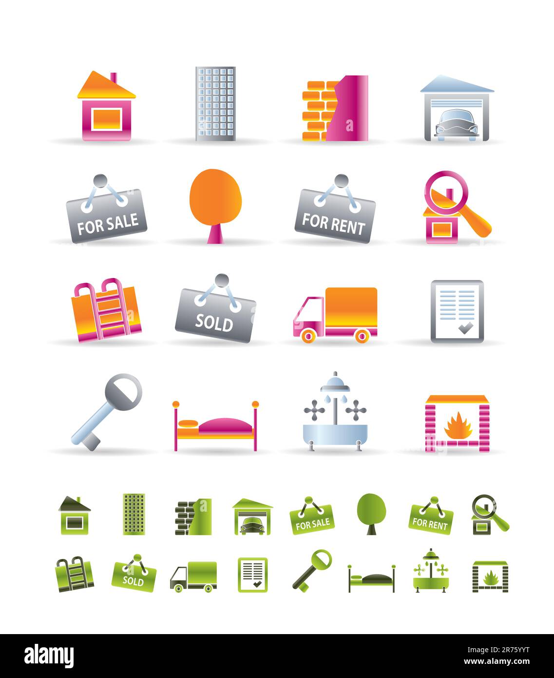 Realistic Real Estate icons - Vector Icon Set Stock Vector
