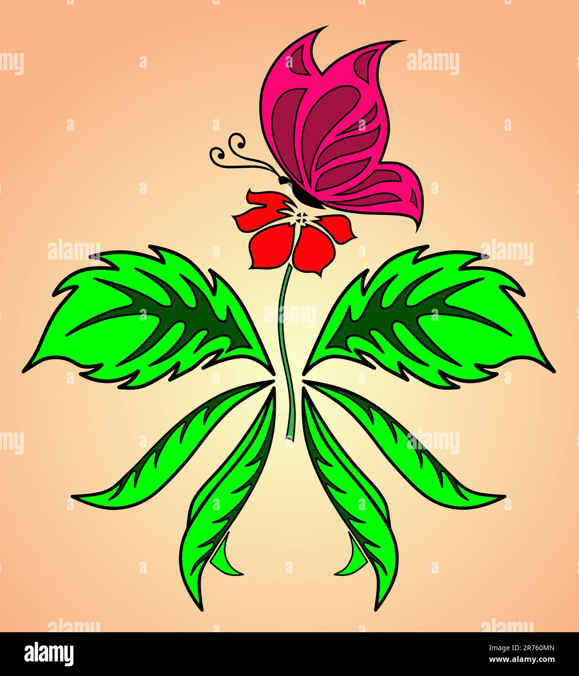 Butterfly is sitting on a flower Stock Vector Images - Alamy