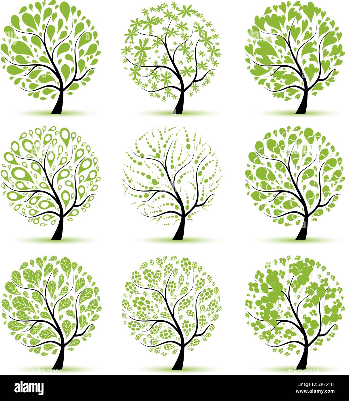 Art tree collection for your design Stock Vector