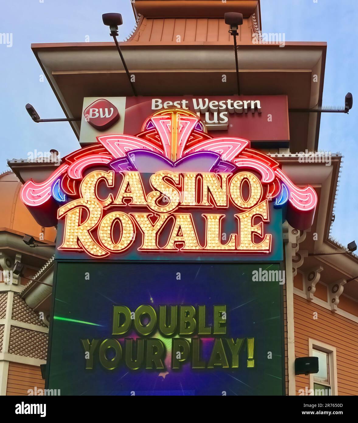 Sign at the entrance to the Best Western at the Casino Royale hotel and casino Las Vegas Nevada USA Stock Photo