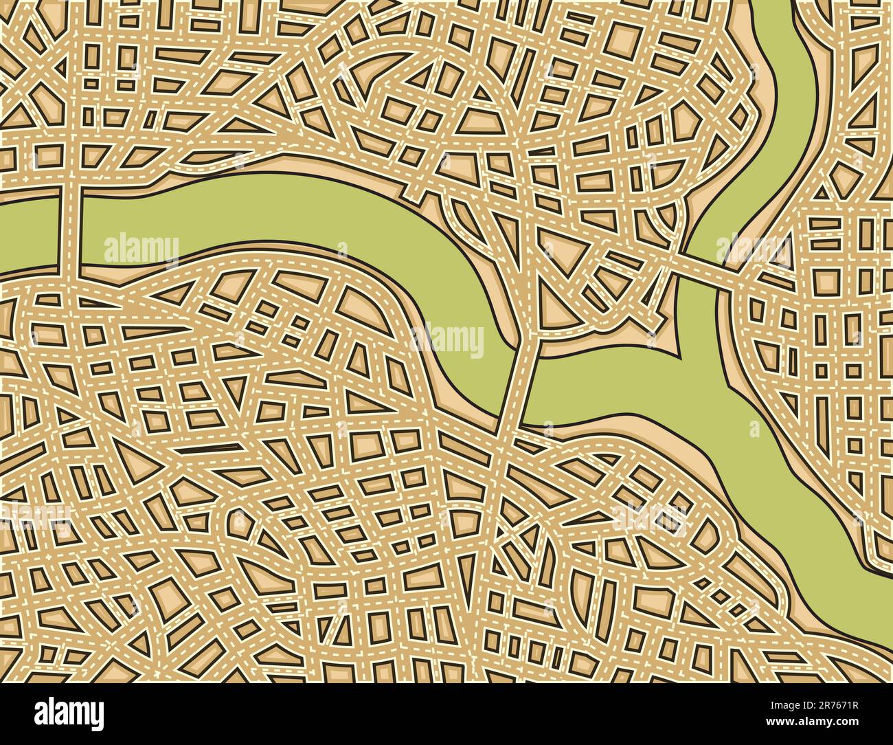 Editable vector illustration of a generic street map with no names ...