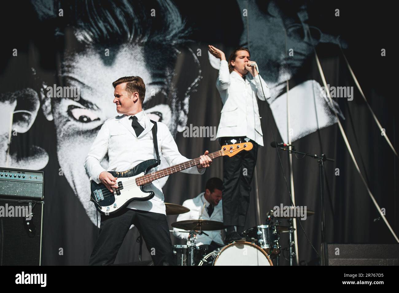 MUNICH, GERMANY ROCKAVARIA FESTIVAL: The Swedish band The Hives performing live on stage at the first edition of the Rockavaria Festival. Stock Photo