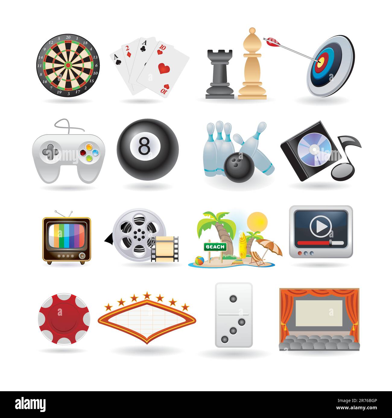 set of entertainment icons Stock Vector