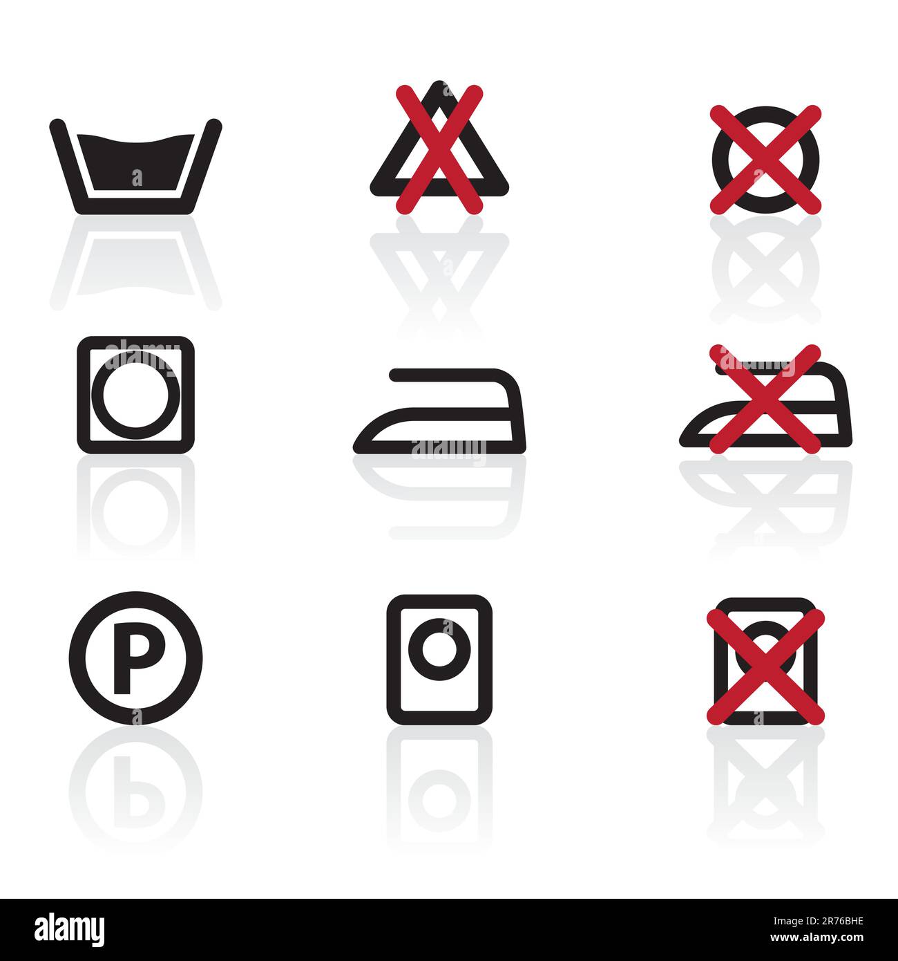 Laundry Care Symbols and signs icons vector icon set Stock Vector