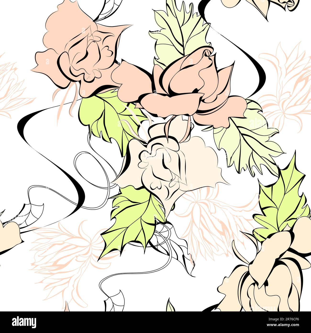Seamless wallpaper with rose flowers Stock Vector Image & Art - Alamy