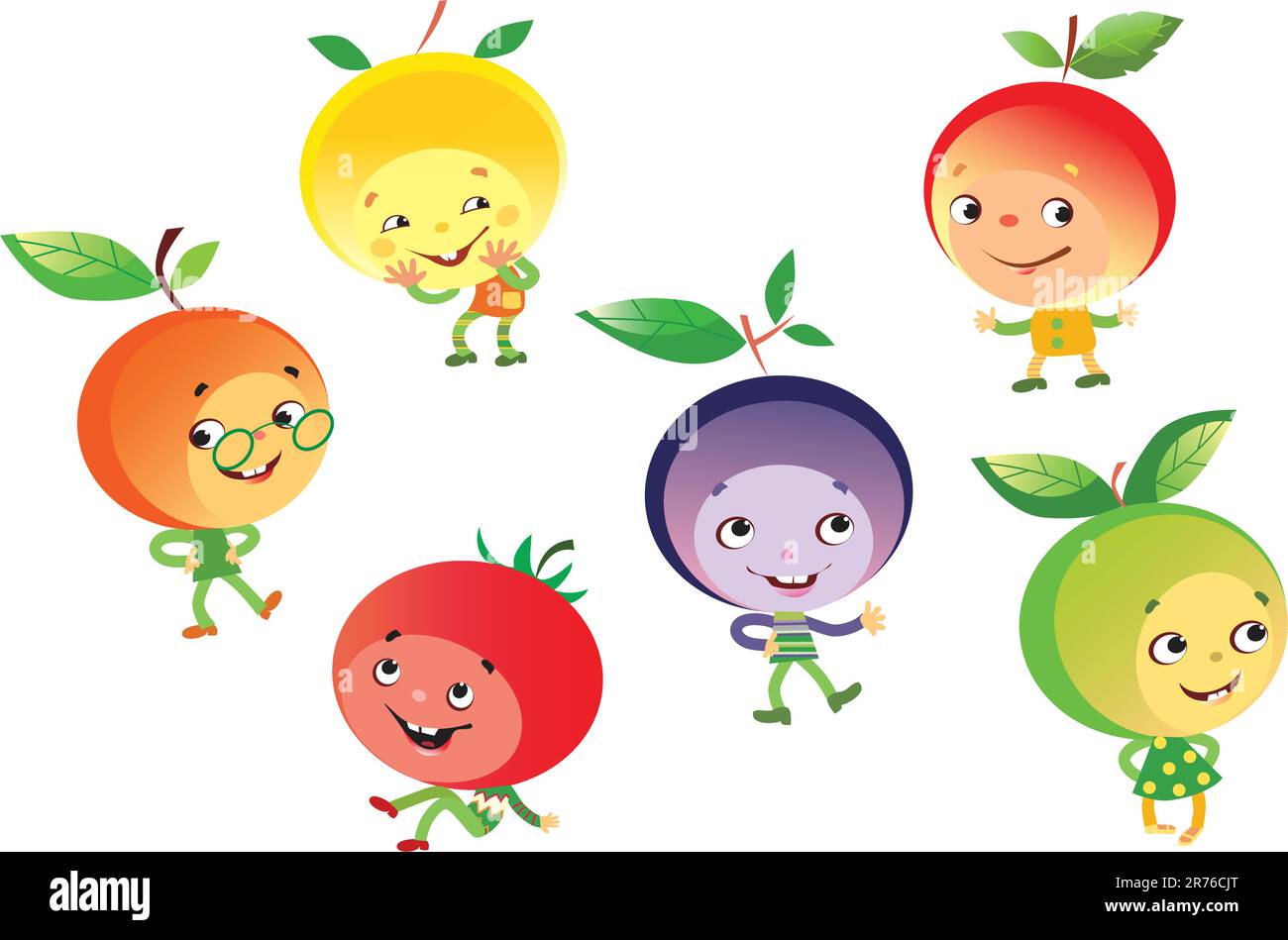 Vector illustration of funny fruits personages Stock Vector Image & Art ...
