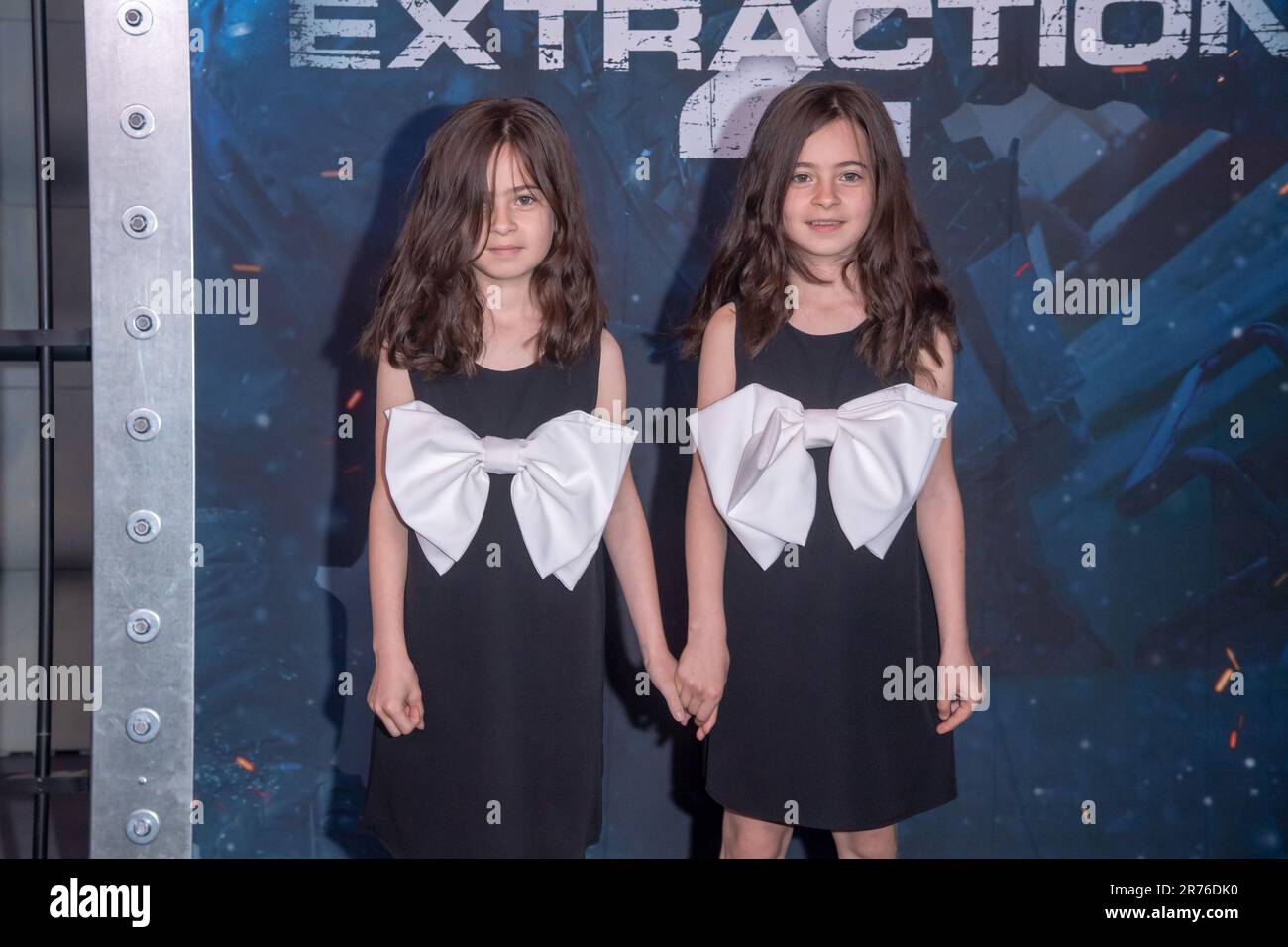 New York, United States. 12th June, 2023. Mariam Kovziashvili and Marta Kovziashvili attend the Netflix's 'Extraction 2' New York premiere at Jazz at Lincoln Center in New York City. Credit: SOPA Images Limited/Alamy Live News Stock Photo