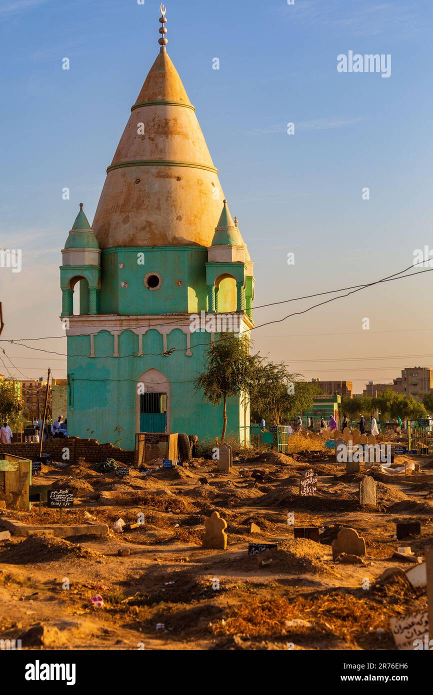 early evening sunlight on the sufi cemetery in omdurman by the tomb of sheik hamad al nil the site of the whirling dervish ceremony on friday evening Stock Photo