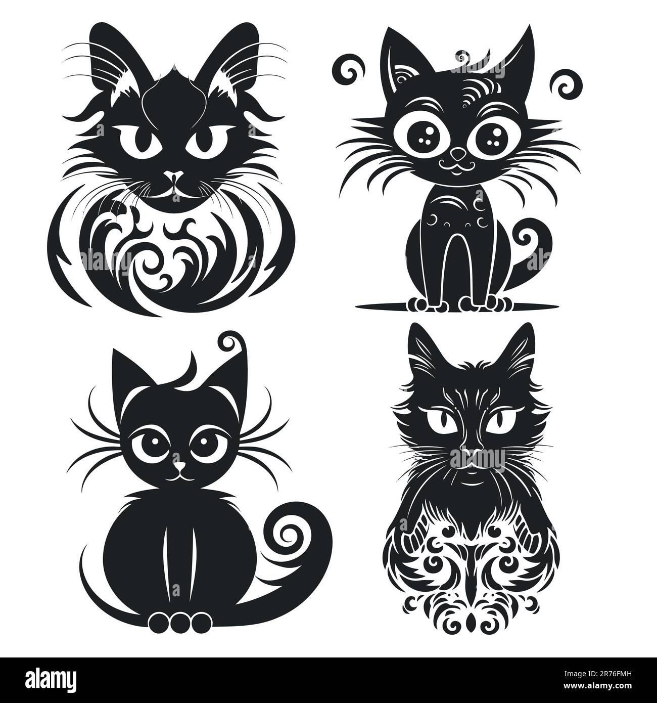 Funny Black Cat. Vector Illustration Stock Vector Image & Art - Alamy