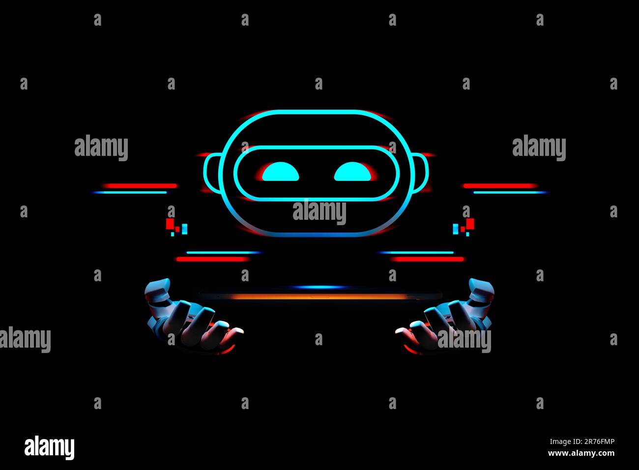 Artificial intelligence Machine Learning Business Internet Technology Concept. Circuit board in shape electronic brain with gyrus, symbol ai hanging o Stock Photo