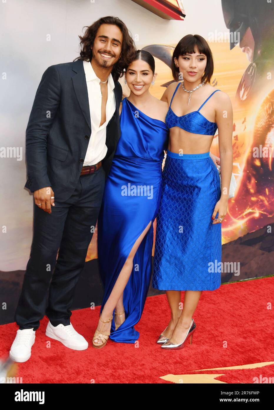 Hollywood, California, USA. 12th June, 2023. (L-R) Michael Cimino, Amanda Diaz and Xochitl Gomez attend the Los Angeles premiere of Warner Bros. 'The Flash' at Ovation Hollywood on June 12, 2023 in Hollywood, California. Credit: Jeffrey Mayer/Jtm Photos/Media Punch/Alamy Live News Stock Photo