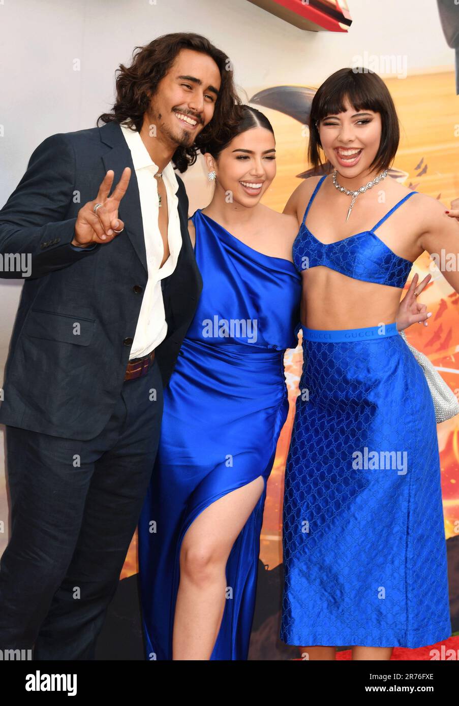 Hollywood, California, USA. 12th June, 2023. (L-R) Michael Cimino, Amanda Diaz and Xochitl Gomez attend the Los Angeles premiere of Warner Bros. 'The Flash' at Ovation Hollywood on June 12, 2023 in Hollywood, California. Credit: Jeffrey Mayer/Jtm Photos/Media Punch/Alamy Live News Stock Photo