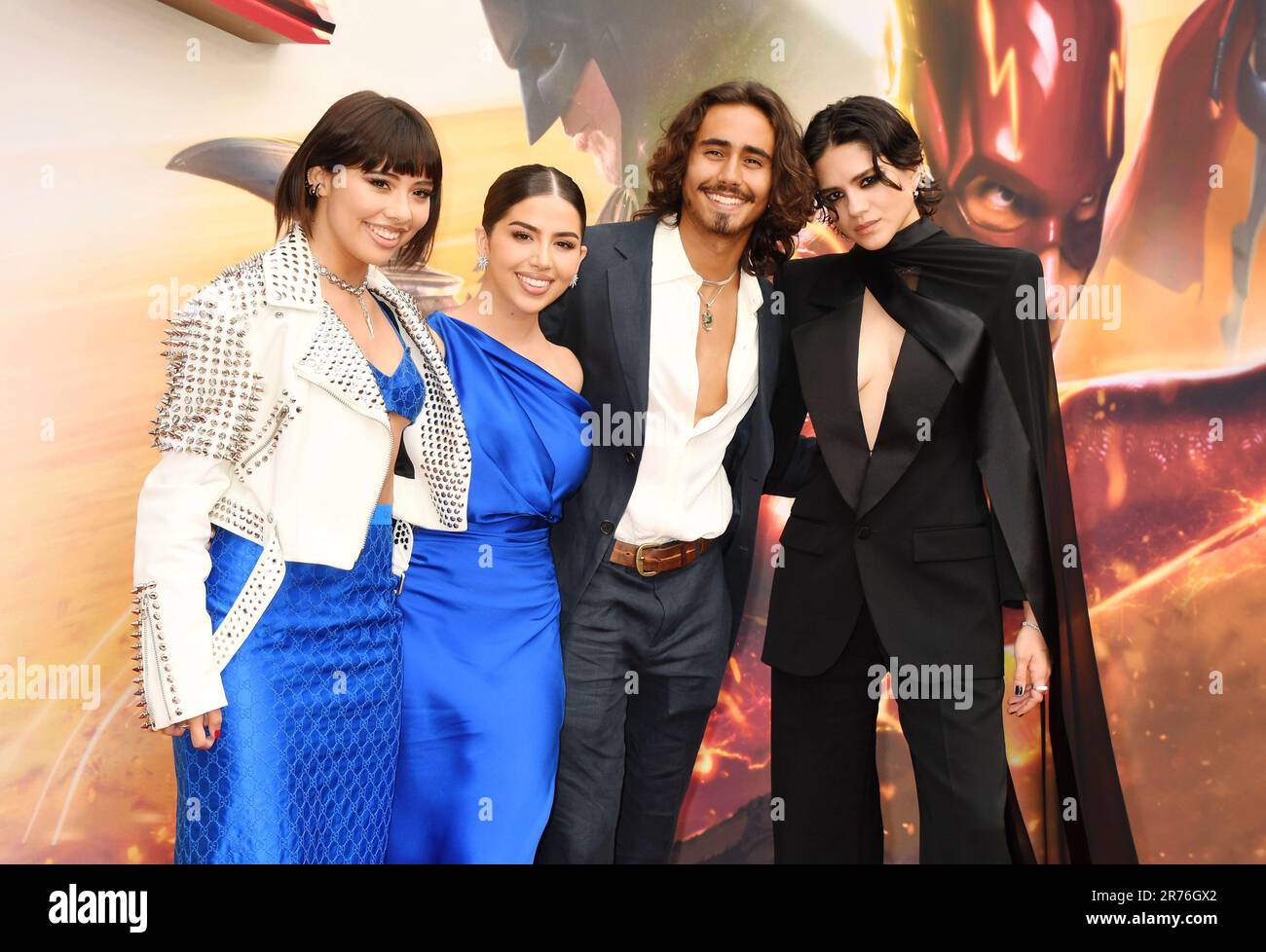 Hollywood, California, USA. 12th June, 2023. (L-R) Xochitl Gomez, Amanda Diaz, Michael Cimino and Sasha Calle attend the Los Angeles premiere of Warner Bros. 'The Flash' at Ovation Hollywood on June 12, 2023 in Hollywood, California. Credit: Jeffrey Mayer/Jtm Photos/Media Punch/Alamy Live News Stock Photo