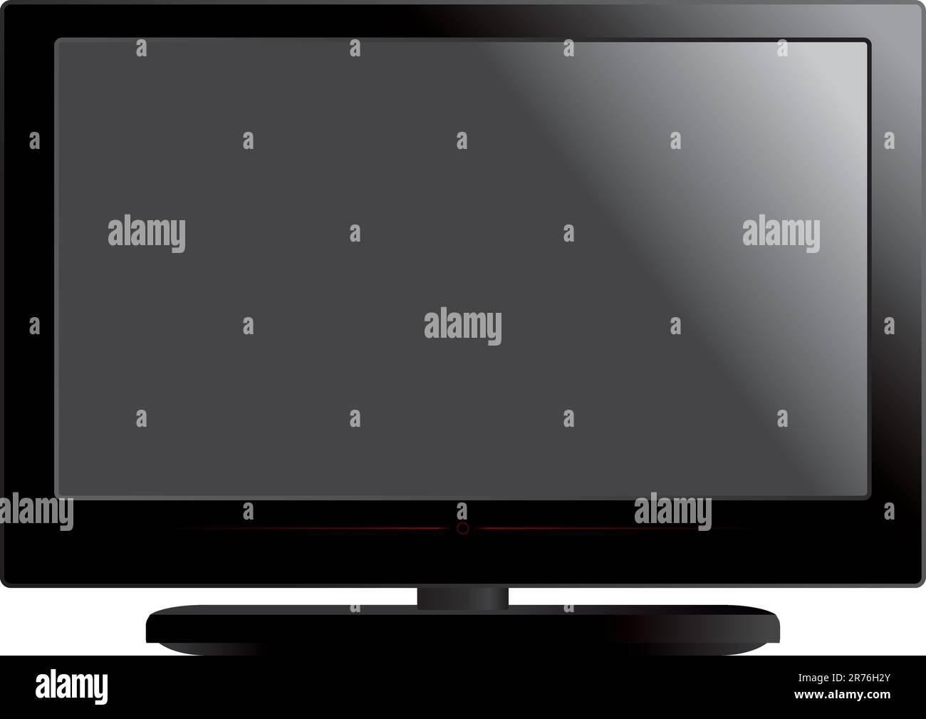 A black LCD television on a white background. Editable vector illustration. Stock Vector