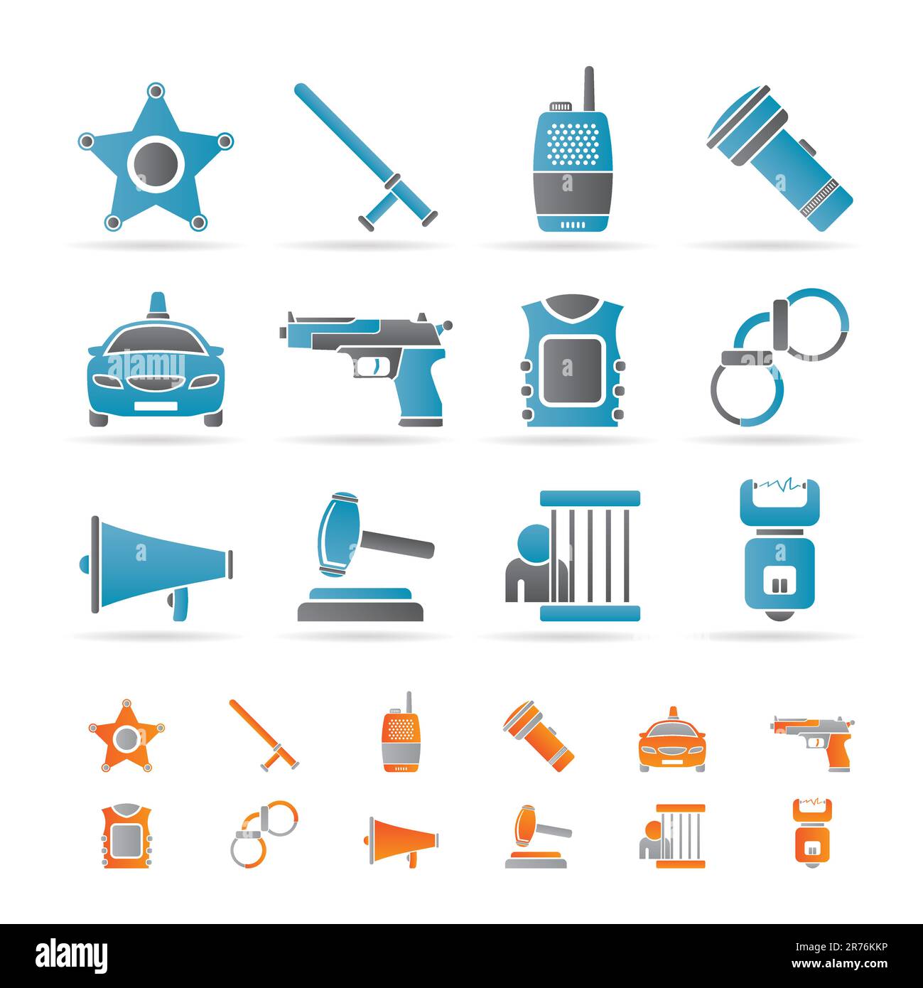 law, order, police and crime icons - vector icon set Stock Vector