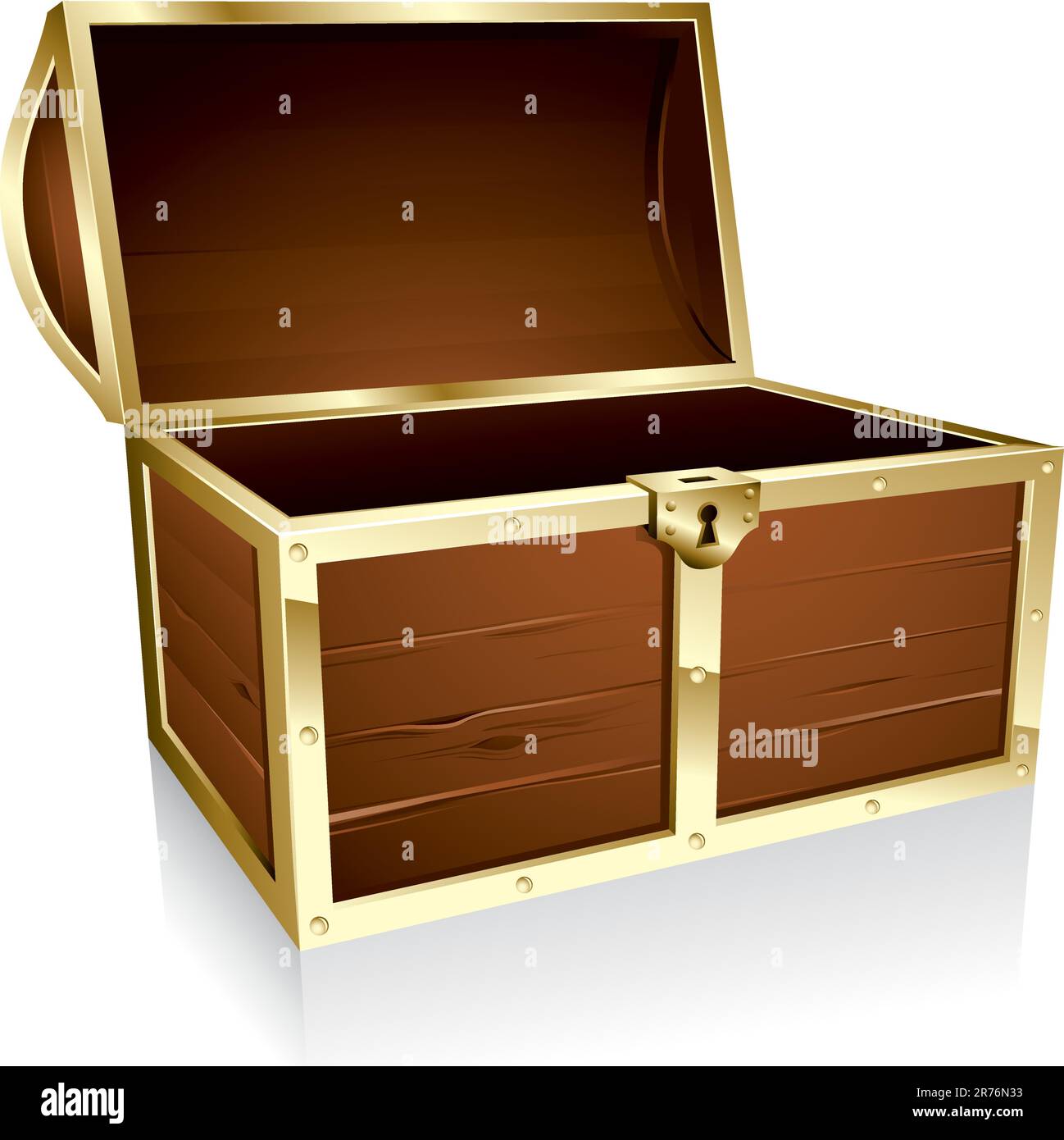 Illustration of a wooden treasure chest with nothing in it Stock Vector