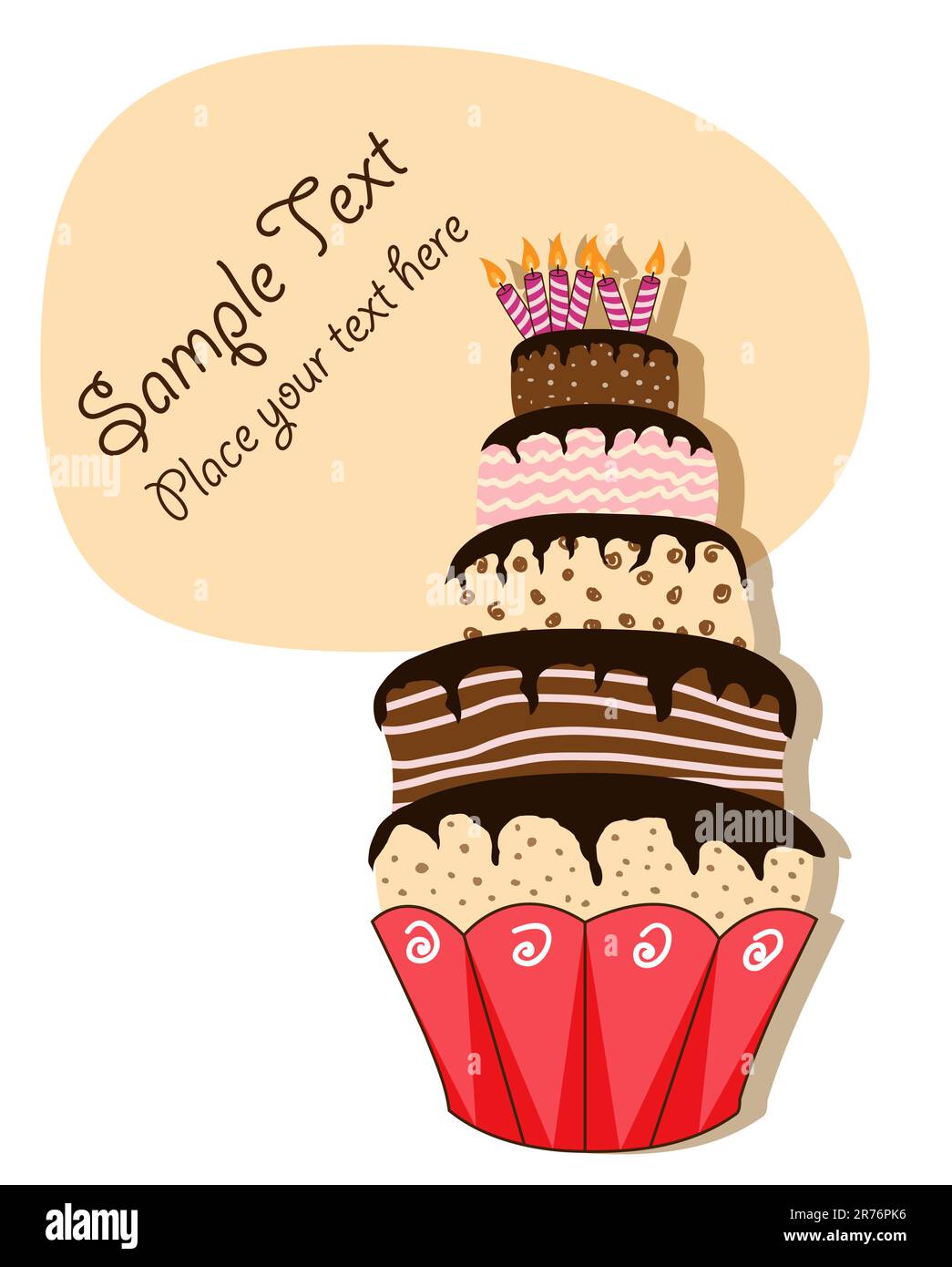 Vector picture with birthday cake Stock Vector