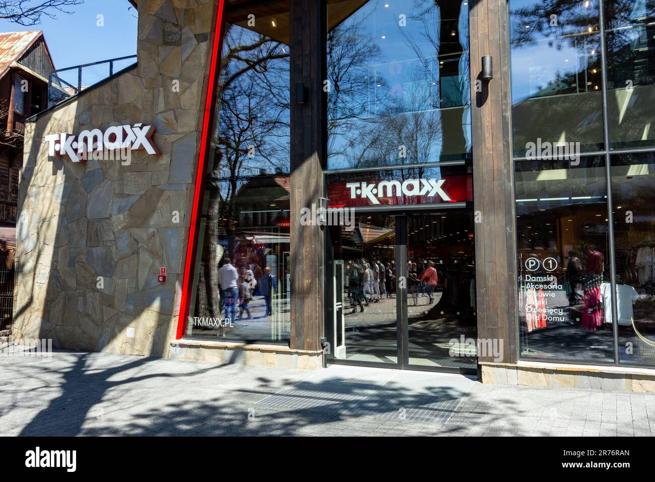 ZAKOPANE, POLAND - MAY 1, 2023: TK Maxx outlet which sells fashion for men, women, kids and also homeware Stock Photo