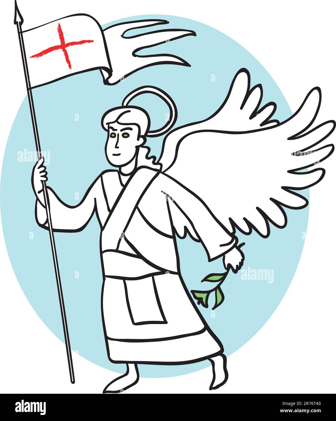 Archangel Michael with flag Stock Vector