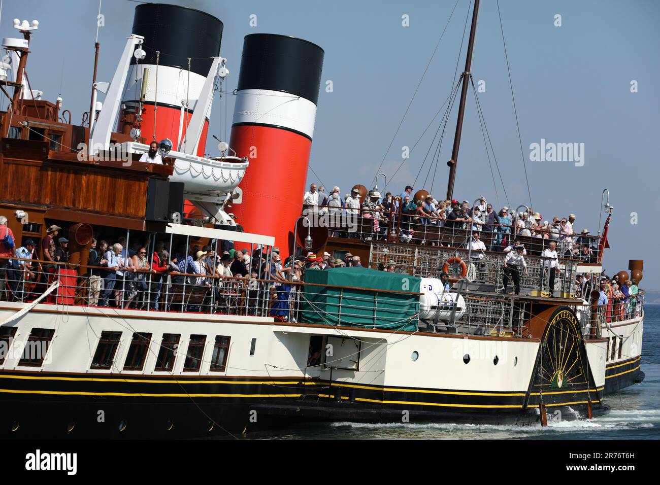 Porthcawl, South Wales. UK.  13 June 2023 .  PS Waverley arrives this afternoon.  The 1946 ship has recently been restored, and is the only operational paddle steamer in the world.  Credit: Andrew Bartlett/Alamy Live News Stock Photo