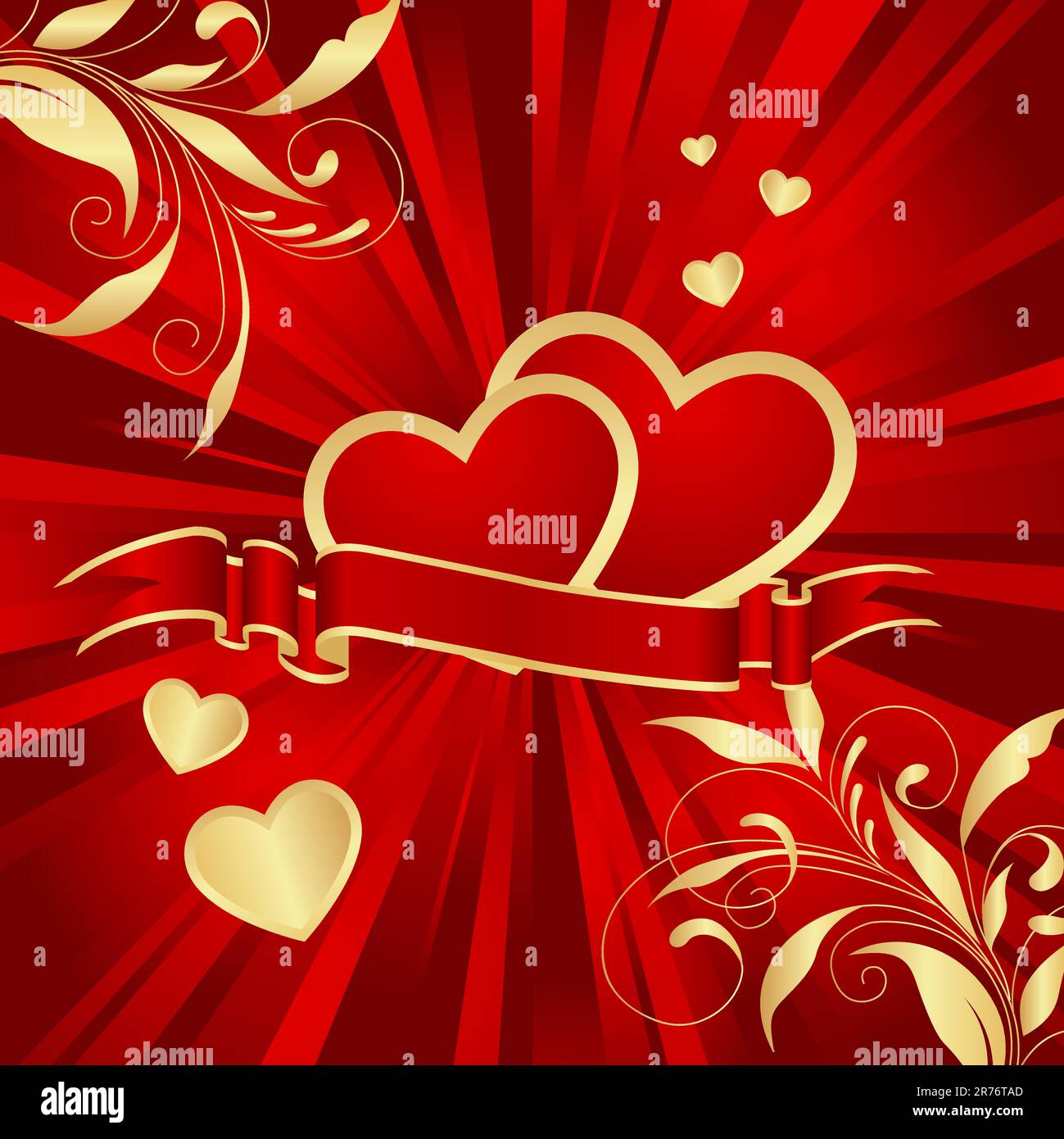 Red heart with floral decoration. Vector illustration Stock Vector ...