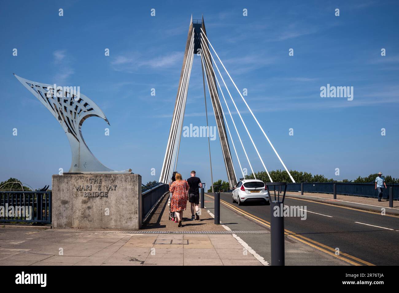 Southport, Merseyside, UK. The Marine Way Bridge on a warm and sunny day. Stock Photo