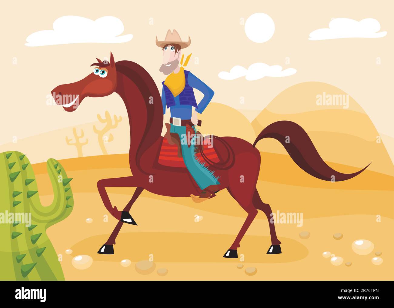 vector illustration of a cute cowboy Stock Vector