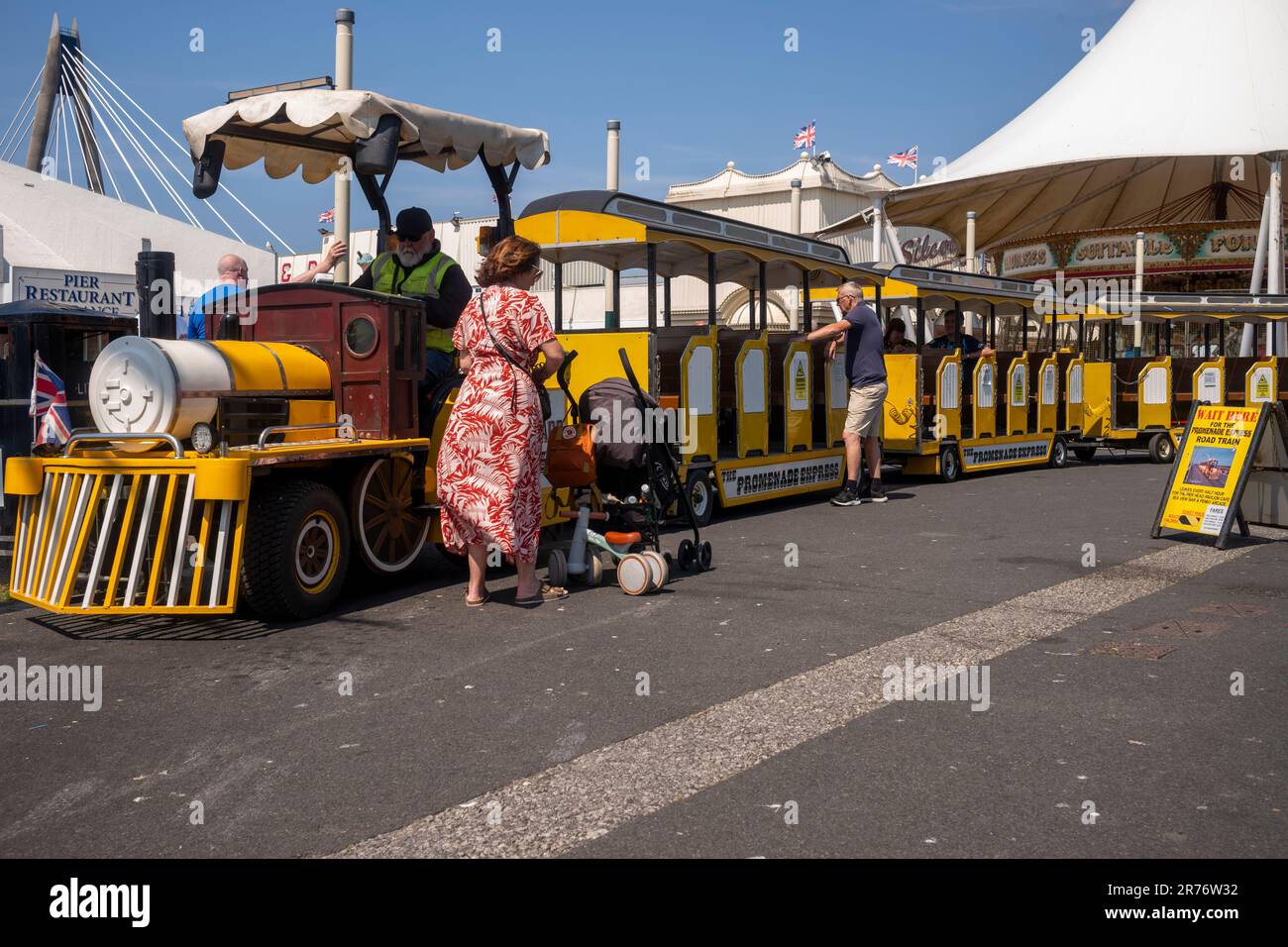 Southport, Merseyside,UK. The Promenade Express train on a warm and sunny day. Stock Photo