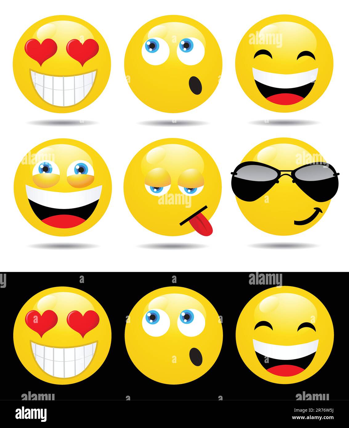 Set of characters of yellow emoticons Stock Vector Image & Art Alamy