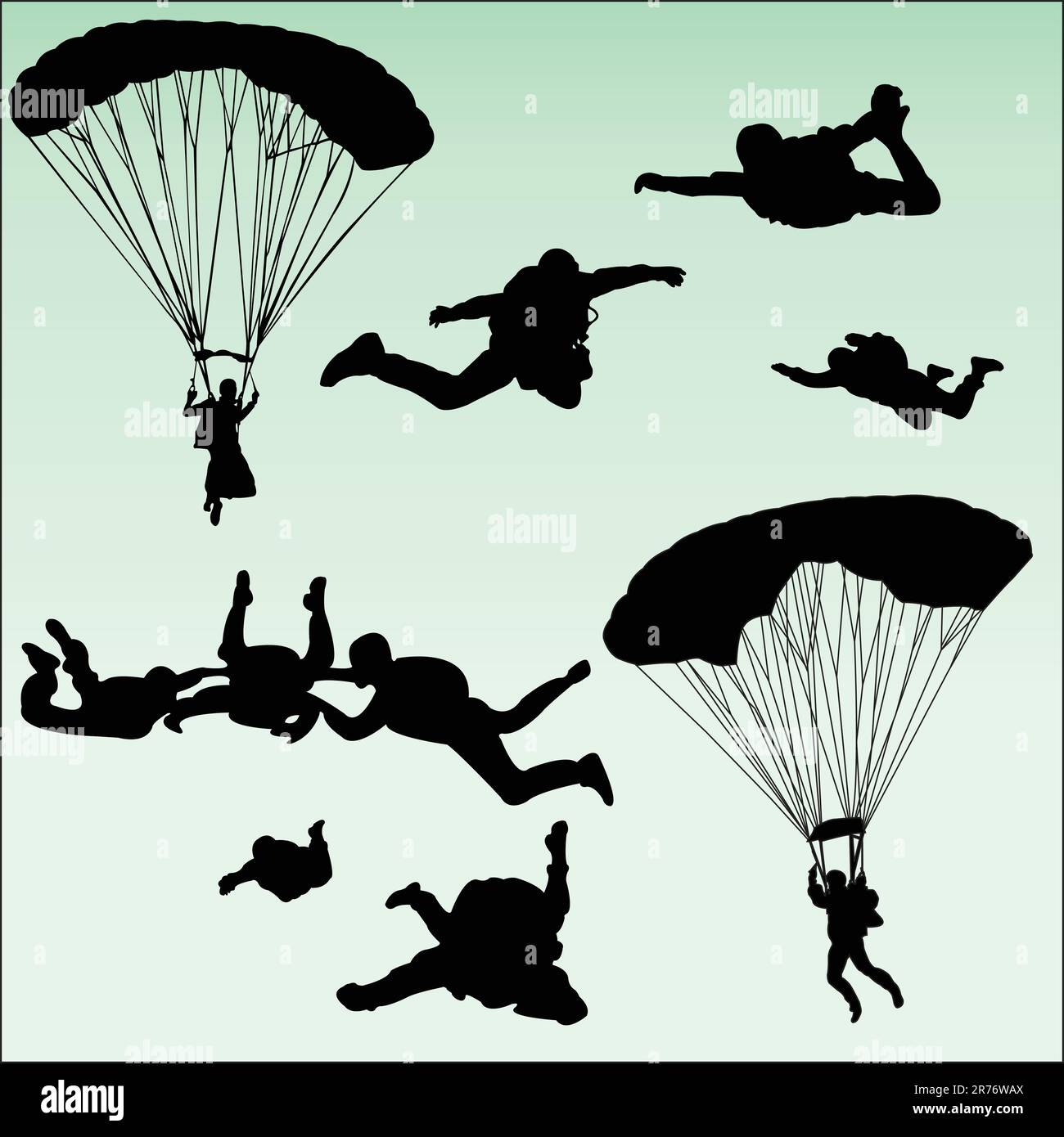 parachutists silhouette collection - vector Stock Vector Image & Art ...
