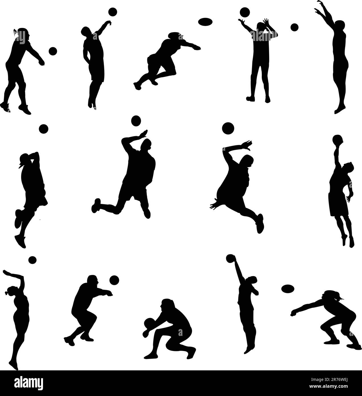 volleyball players silhouettes - vector Stock Vector Image & Art - Alamy
