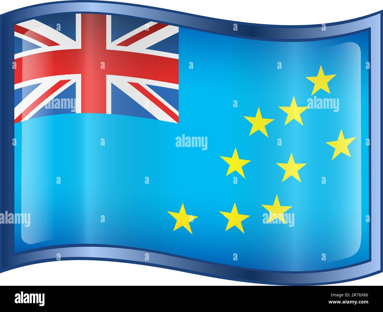 Tuvalu Flag icon; isolated on white background. Stock Vector