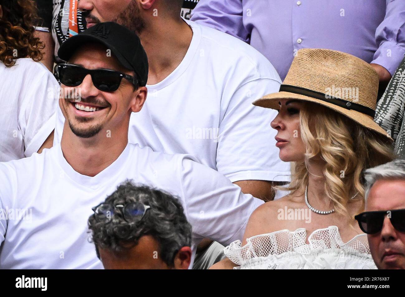Zlatan IBRAHIMOVIC with his wife Helena SEGER during the fifteenth day of Roland Garros 2023