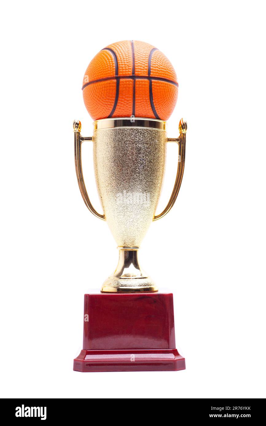 Gold cup with basketball ball isolated on white background Stock Photo ...