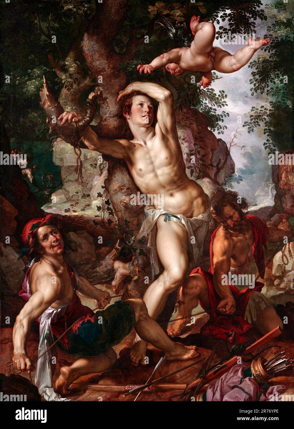 Joachim Wtewael. The Martyrdom of Saint Sebastian by Joachim Anthoniszoon Wtewael (1566-1638), oil on canvas, 1600 Stock Photo