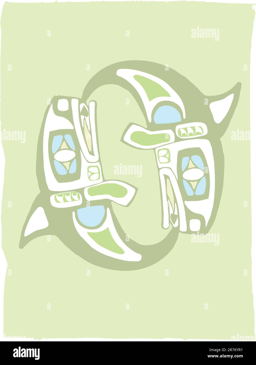 Spinning OrcaTwo Spinning Whales in the style of Northwest Coast Native imagery. Stock Vector