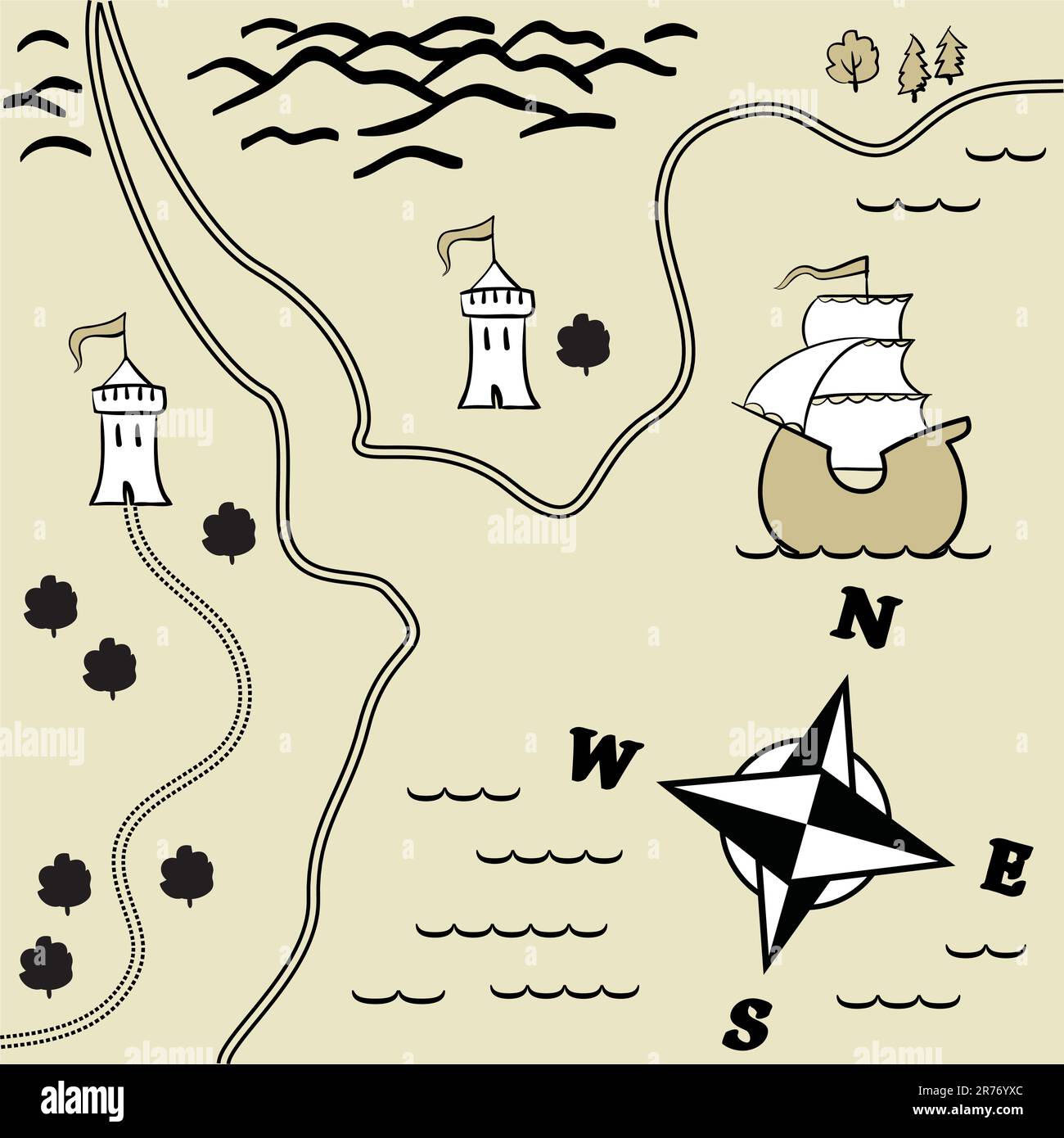 Hunter map Stock Vector Images - Treasure Map 2R76YXC 