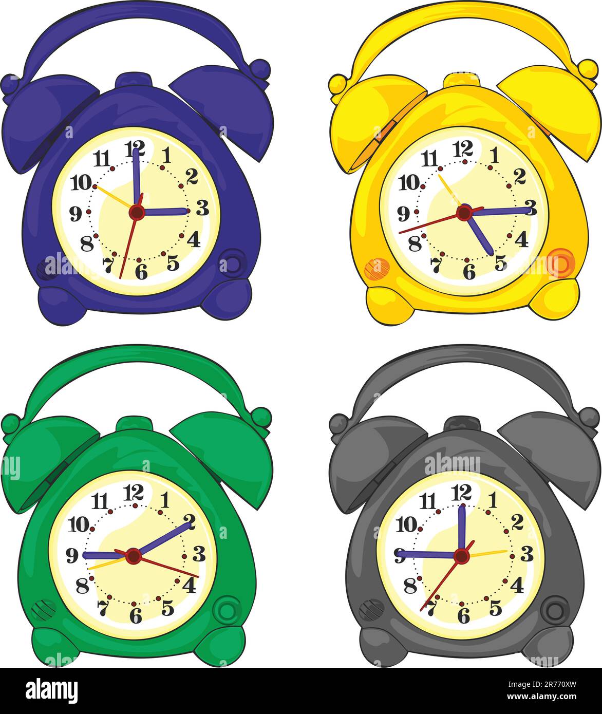 fully editable vector illustration of isolated clocks Stock Vector