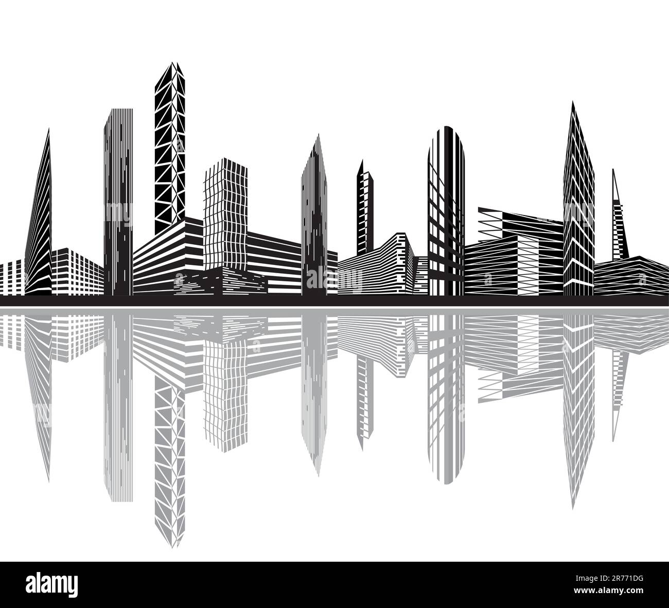 Black and white city - Vector illustration Stock Vector