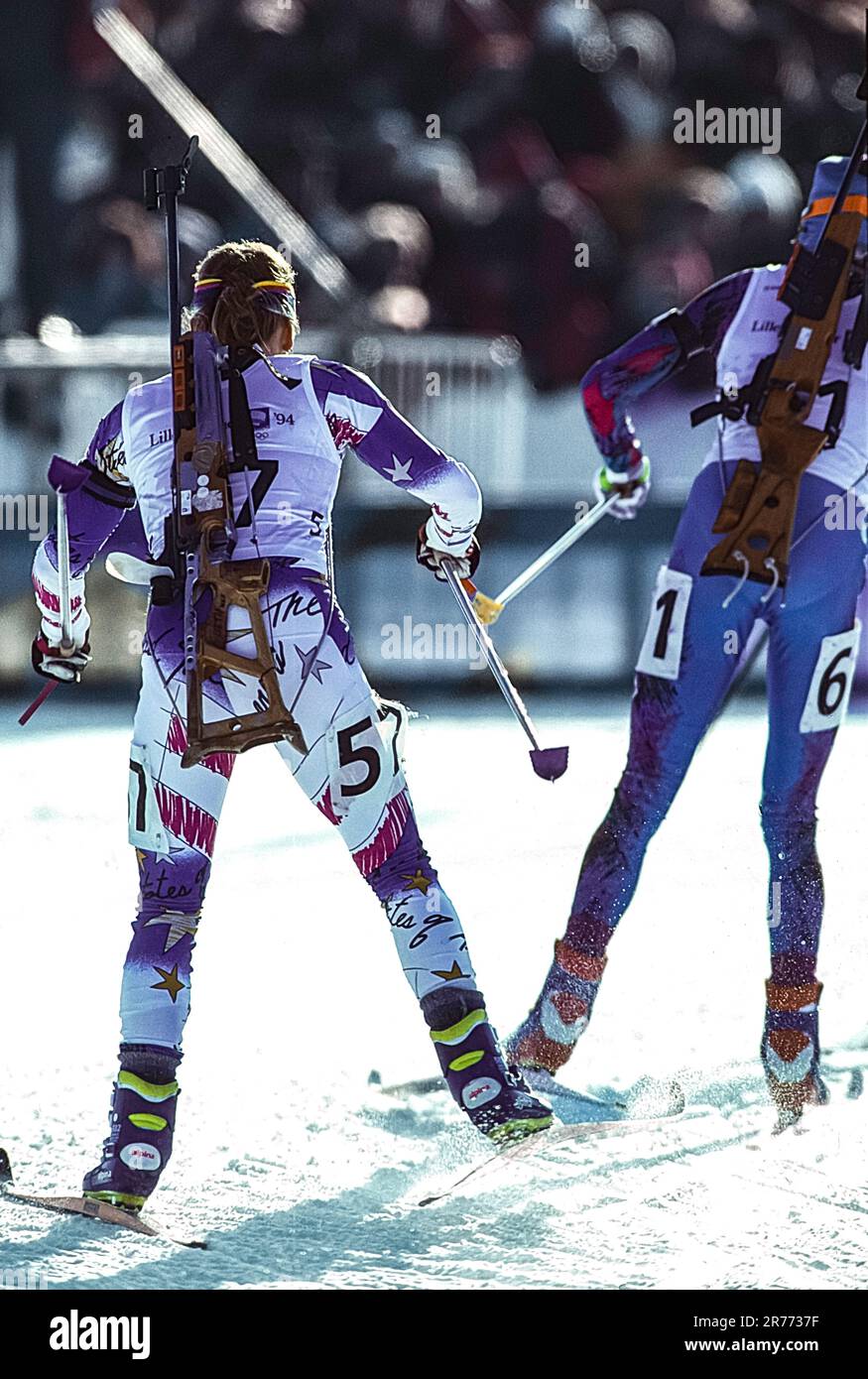Beth Coats (USA) competing in the Women's biathlon 15 km individual ...