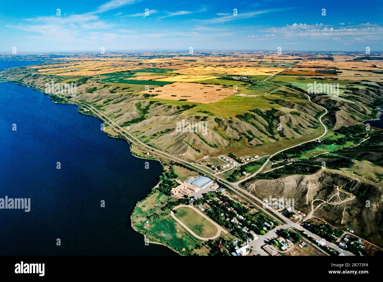 Aerial of Mission Lake, Qu'Appelle Valley, Saskatchewan, Canada Stock ...