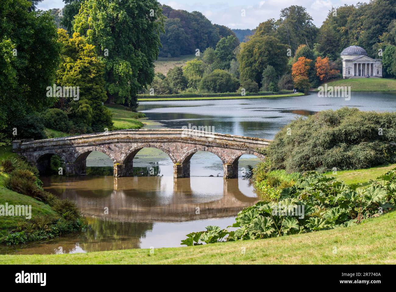 View of the neo-classical garden at Stourhead in Wiltshire, England, UK Stock Photo