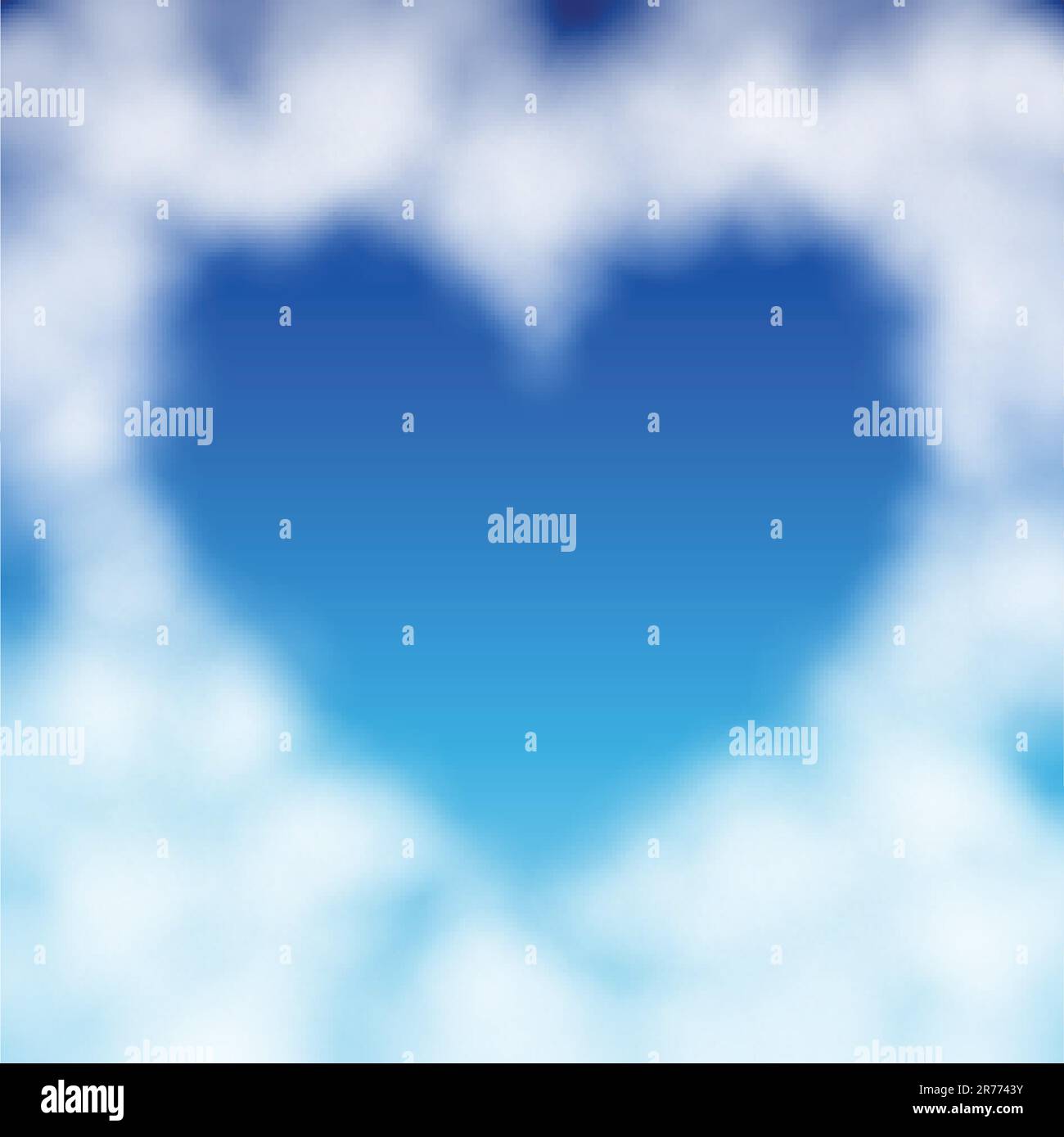 Heart shaped cloud in the blue sky. Valentine`s day illustration Stock ...