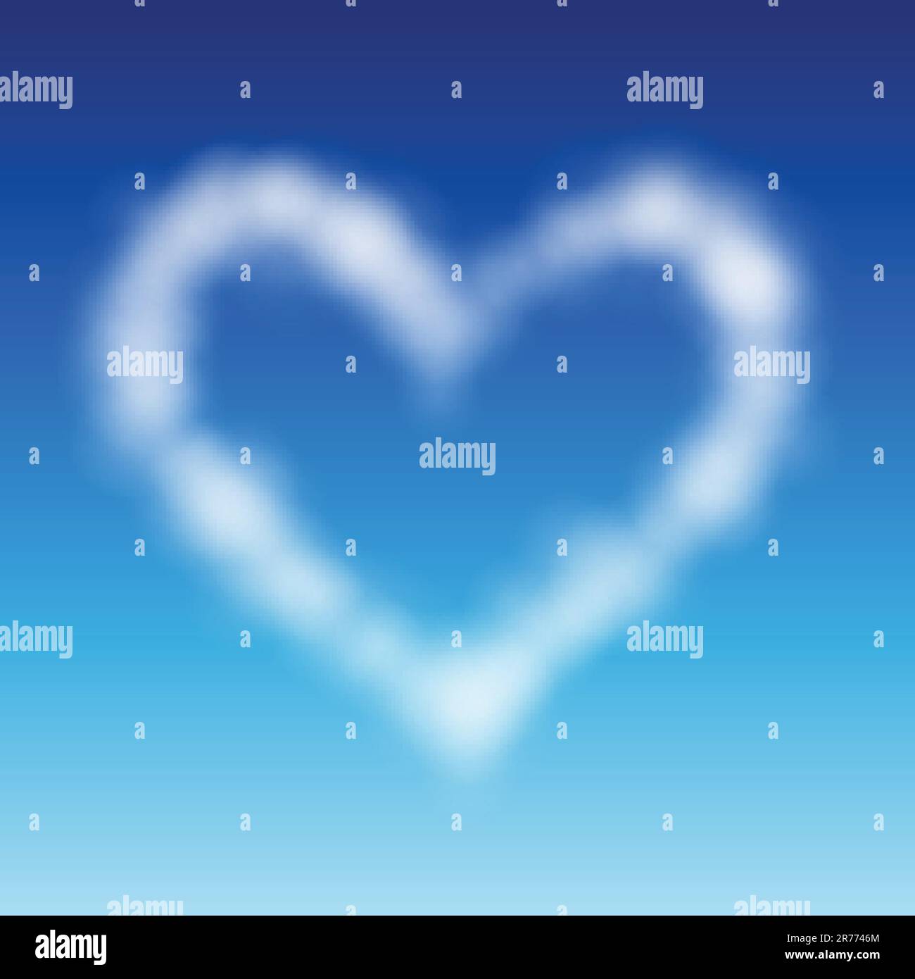 Heart shaped cloud in the blue sky. Valentine`s day illustration Stock ...
