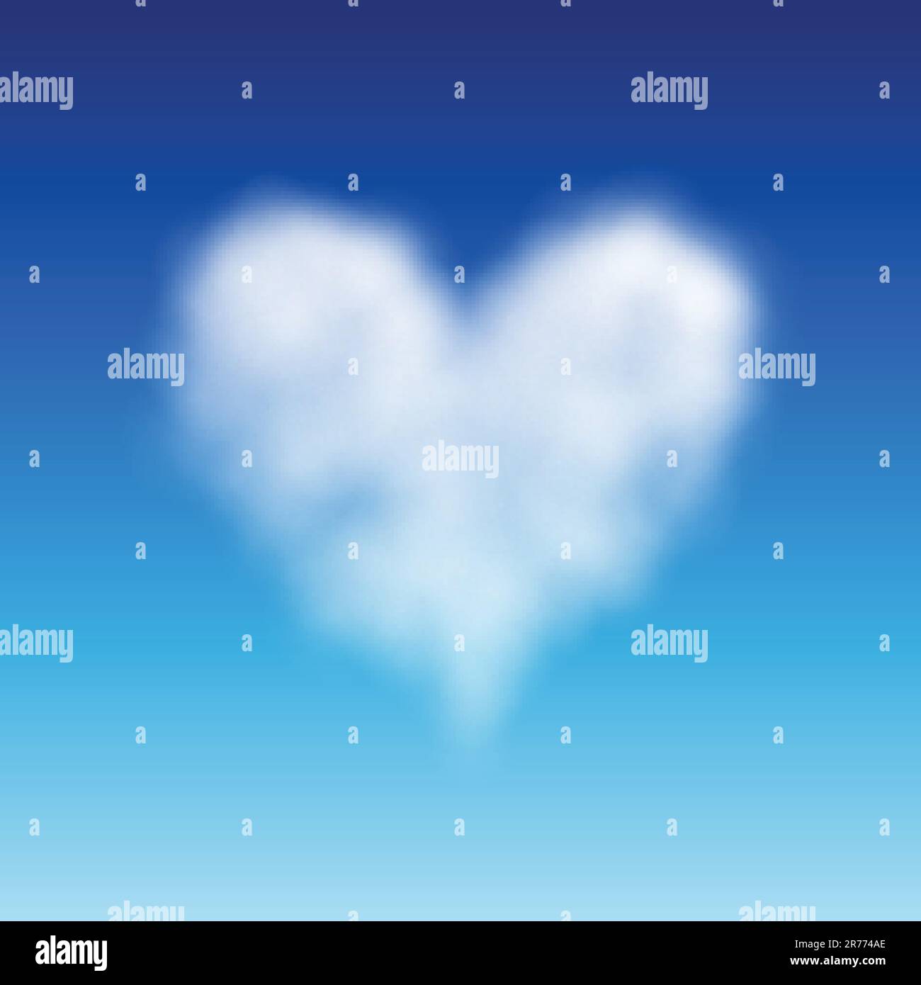 Heart shaped cloud in the blue sky. Valentine`s day illustration Stock ...