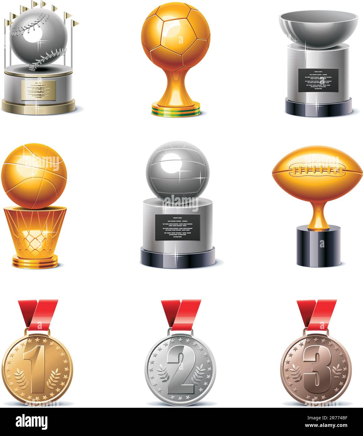 Set of the sport trophies and medals icons Stock Vector Image & Art Alamy